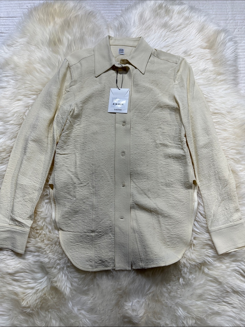 Toteme VISCOSE SLIM CREPE BLOUSE CHAMPANGE Long-Sleeve Shirt